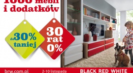 W Black Red White 1000 mebli i dodatków do 30% taniej oraz 30 rat 0% LIFESTYLE, Dom - W Black Red White trwają jesienne promocje. W dniach 2-10 listopada 1000 mebli i dodatków zakupić można do 30% taniej. Osoby, które dokonają w tym czasie zakupów, mogą również skorzystać z okazji rozłożenia płatności na 30 rat 0%.