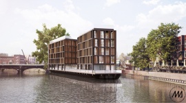 Luksus na rzece: apartamentowiec Marina III rośnie na Odrze BIZNES, Nieruchomości - nikalny projekt mieszkaniowy realizowany na Odrze w samym centrum Wrocławia - Marina III - osiągnął już pierwsze piętro. Budynek będzie gotowy za niecały rok.