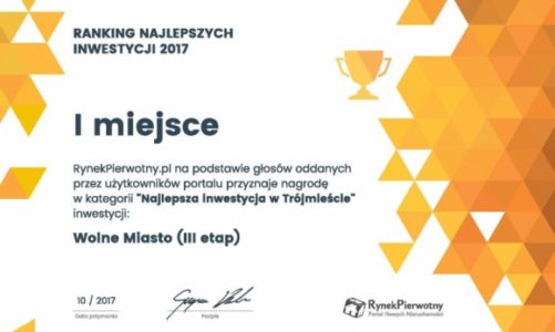 Wolne Miasto – Najlepszą Inwestycją Mieszkaniową 2017